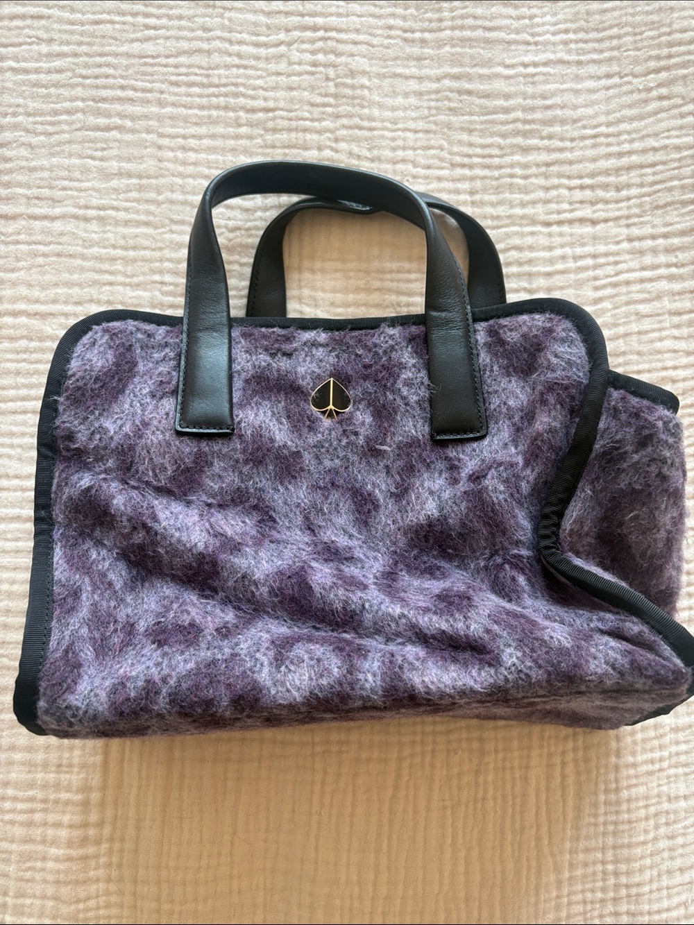 kate spade Purple Wool-Blend Tote with Black Handles